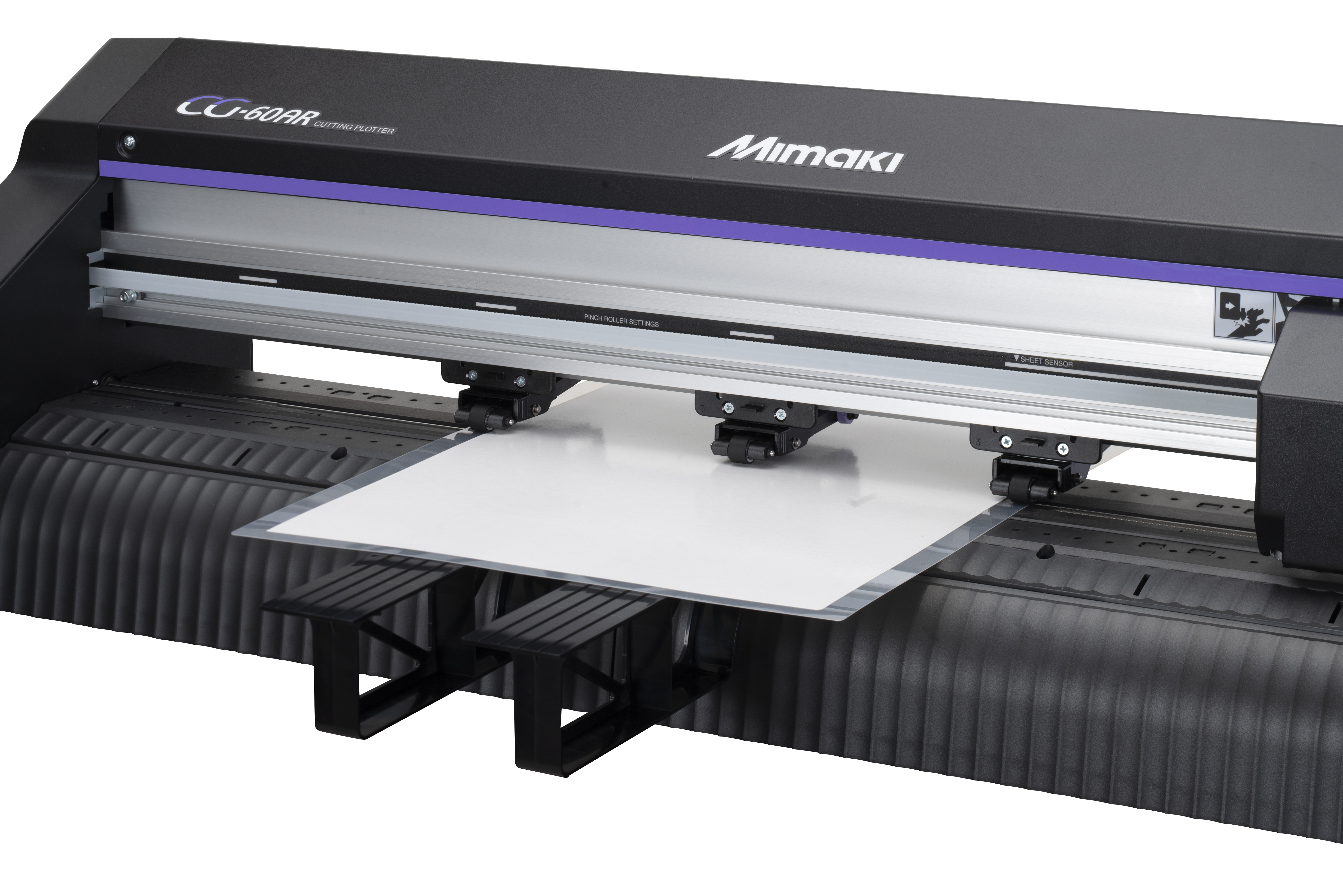 mimaki cg-60ar cutting plotter front view with media being cut