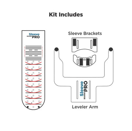 The Embroidery Sleeve Board Pro accessory features a universal bracket set compatible with all hoop sizes and brands, offering quick, easy, and cost-effective embroidery hooping for various garment parts