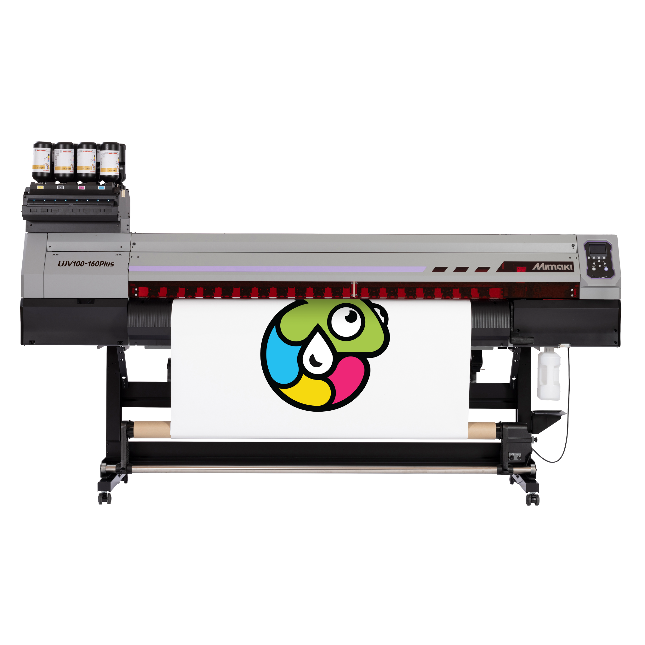 Best price on the Mimaki UJV100-160 UV printer for high-quality roll media printing with Garment Printer Ink logo. Top UV printer for superior printing results.