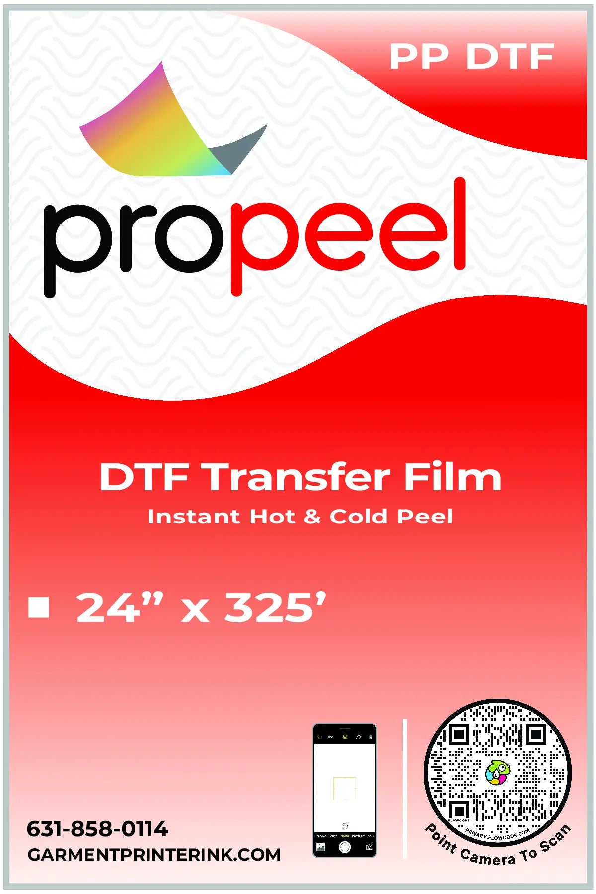propeel direct to film roll 24" x 325' for dtf printing hot and cold peel