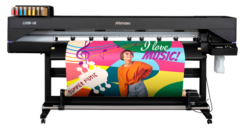 Mimaki CJV200 series eco-solvent printer, designed for high-quality printing and cutting across various media.