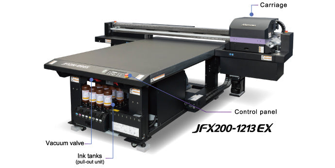 Mimaki JFX200-1213 EX 4x4 UV Printer showcasing advanced features for high-quality and fast printing