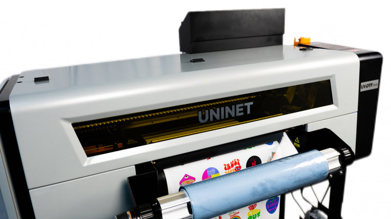 Laminating UV film closeup of the Uninet 3000 UV DTF Printer, offering the best deal on advanced printing technology